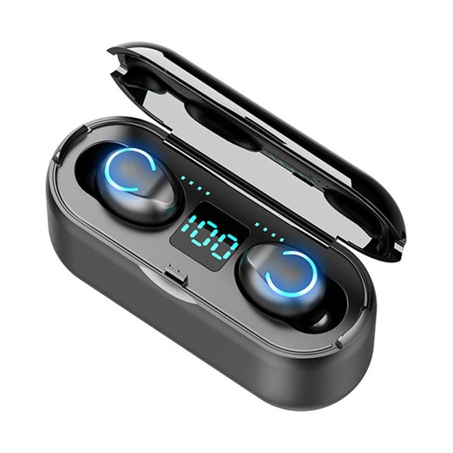 F9-8 TWS CVC8.0 Mini auricular Bluetooth táctil con cancelación de ruido y caja de carga, compatible con pantalla de alimentación LED de tres pantallas, soporte para teléfono móvil y asistente de llamada y voz