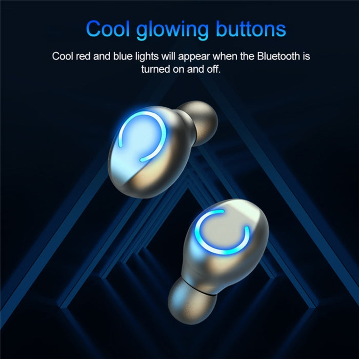 F9-9 TWS CVC8.0 Auricular Bluetooth con cancelación de ruido con caja de carga, compatible con efecto de iluminación táctil y pantalla de alimentación LED de tres pantallas y banco de energía y soporte para teléfono móvil y llamada HD y asistente de voz