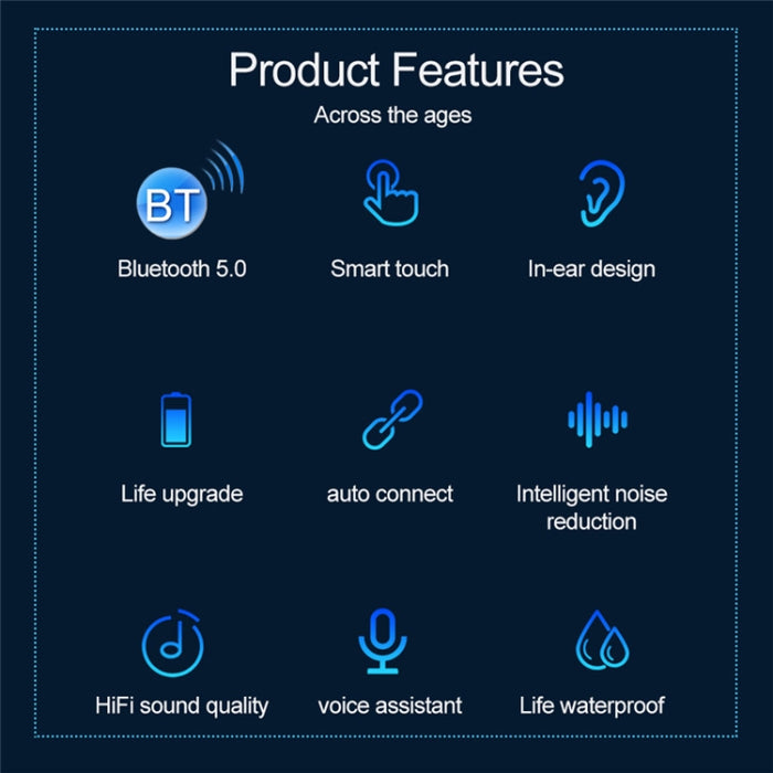 F9-9 TWS CVC8.0 Auricular Bluetooth con cancelación de ruido con caja de carga, compatible con efecto de iluminación táctil y pantalla de alimentación LED de tres pantallas y banco de energía y soporte para teléfono móvil y llamada HD y asistente de voz