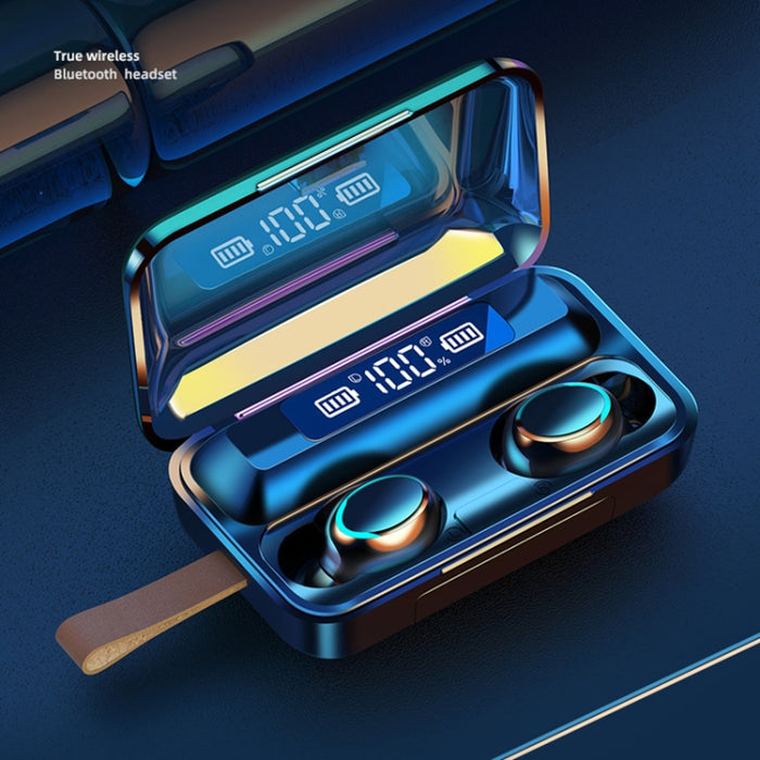 F9-5C Jerry Solution Touch Auricular Bluetooth con caja de carga magnética, compatible con pantalla de alimentación LED de tres pantallas, banco de energía, llamada, Siri y correa de mano