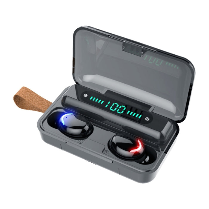 F9-5C Luz de respiración de cuatro barras + Auricular Bluetooth con reducción de ruido y pantalla digital con correa de mano