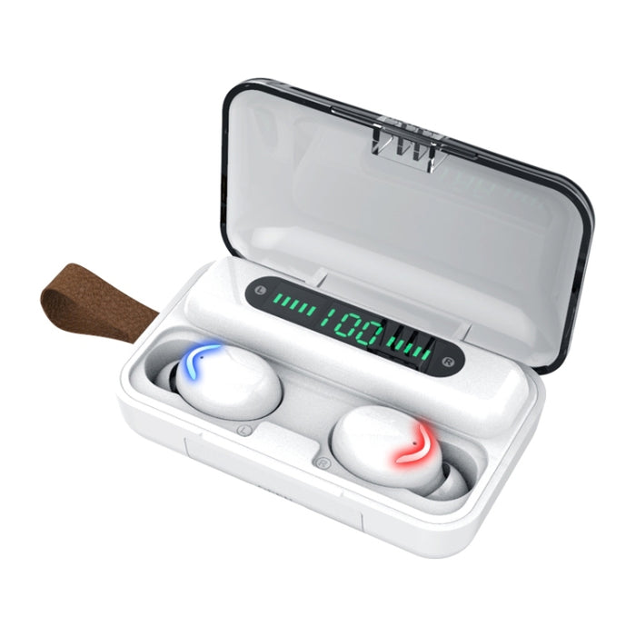 F9-5C Luz de respiración de cuatro barras + Auricular Bluetooth con reducción de ruido y pantalla digital con correa de mano