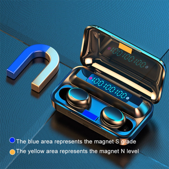 F9-5C Luz de respiración de cuatro barras + Auricular Bluetooth con reducción de ruido y pantalla digital con correa de mano