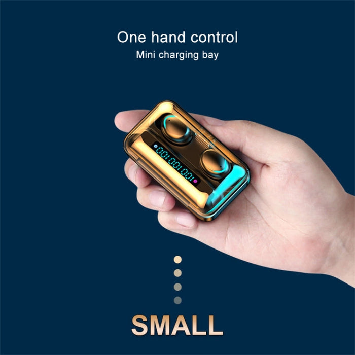 F9-5C Luz de respiración de cuatro barras + Auricular Bluetooth con reducción de ruido y pantalla digital con correa de mano