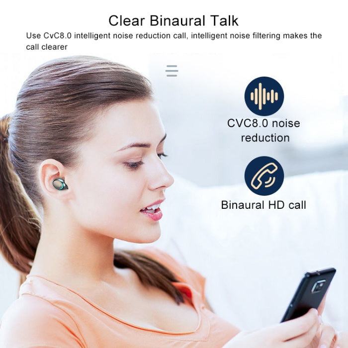 F9-5C Luz de respiración de cuatro barras + Auricular Bluetooth con reducción de ruido y pantalla digital con correa de mano
