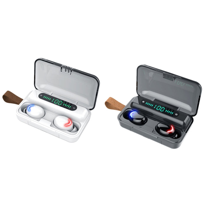 F9-5C Luz de respiración de cuatro barras + Auricular Bluetooth con reducción de ruido y pantalla digital con correa de mano