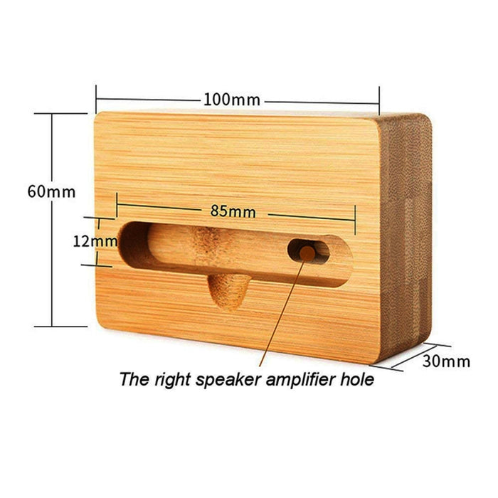 Soporte de escritorio para teléfono Universal de bambú HQ-J101 para teléfonos inteligentes de hasta 5,5 pulgadas