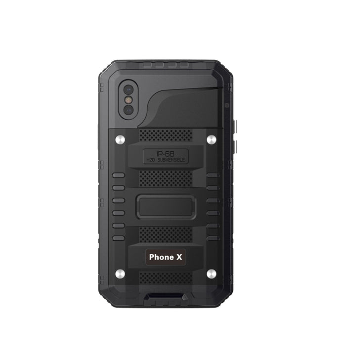 Para iPhone X / XS Impermeable A prueba de polvo A prueba de golpes Aleación de zinc + Funda de silicona