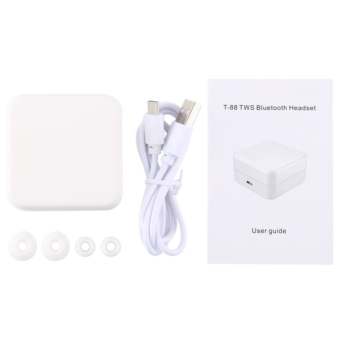 Auriculares estéreo inalámbricos T-88 TWS Bluetooth V5.0 con caja de carga magnética