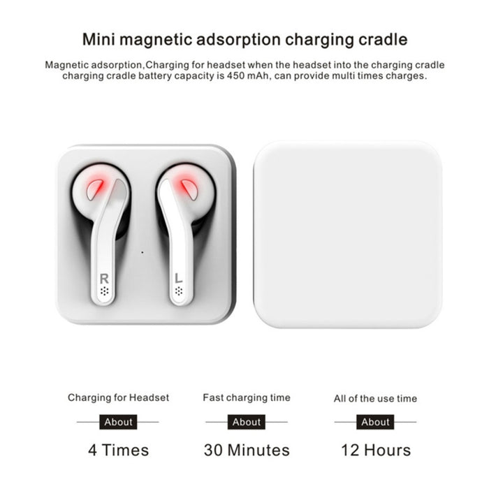 Auriculares estéreo inalámbricos T-88 TWS Bluetooth V5.0 con caja de carga magnética