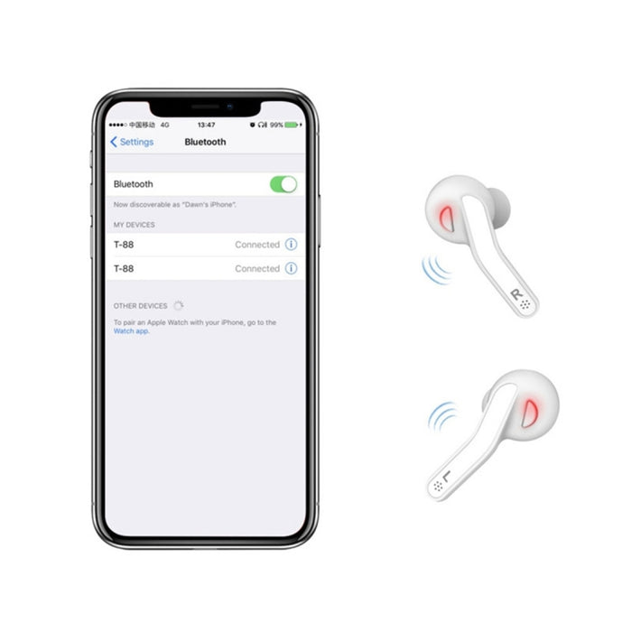 Auriculares estéreo inalámbricos T-88 TWS Bluetooth V5.0 con caja de carga magnética