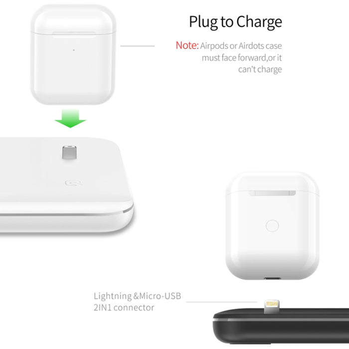 Cargador inalámbrico magnético vertical Z5 QI para teléfonos móviles, relojes Apple y AirPods / Xiaomi Redmi AirDots, con anillo de luz táctil