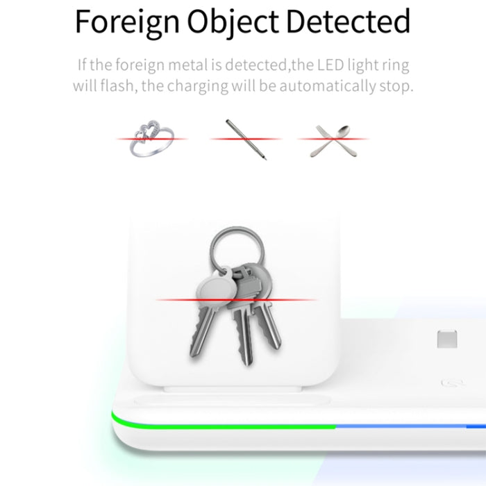 Cargador inalámbrico magnético vertical Z5 QI para teléfonos móviles, relojes Apple y AirPods / Xiaomi Redmi AirDots, con anillo de luz táctil