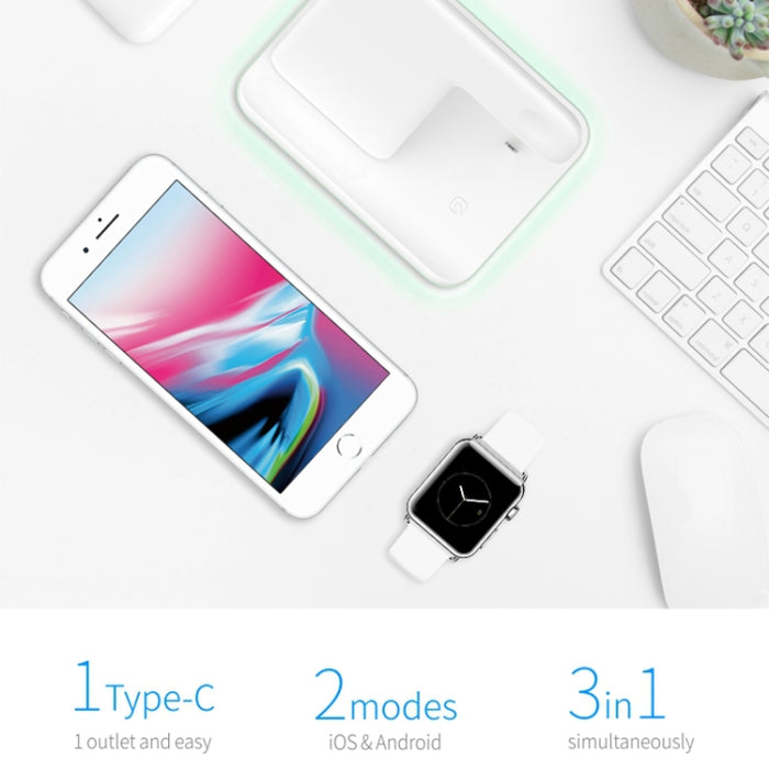 Cargador inalámbrico magnético vertical Z5 QI para teléfonos móviles, relojes Apple y AirPods / Xiaomi Redmi AirDots, con anillo de luz táctil