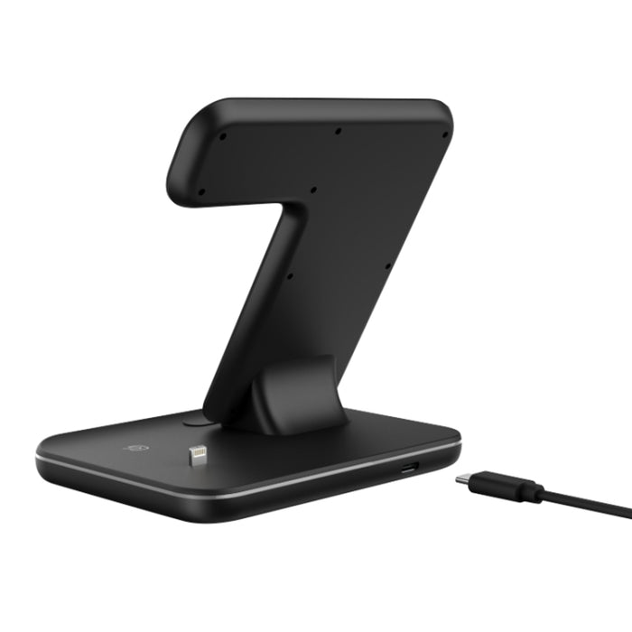 Cargador inalámbrico magnético vertical Z5 QI para teléfonos móviles, relojes Apple y AirPods / Xiaomi Redmi AirDots, con anillo de luz táctil