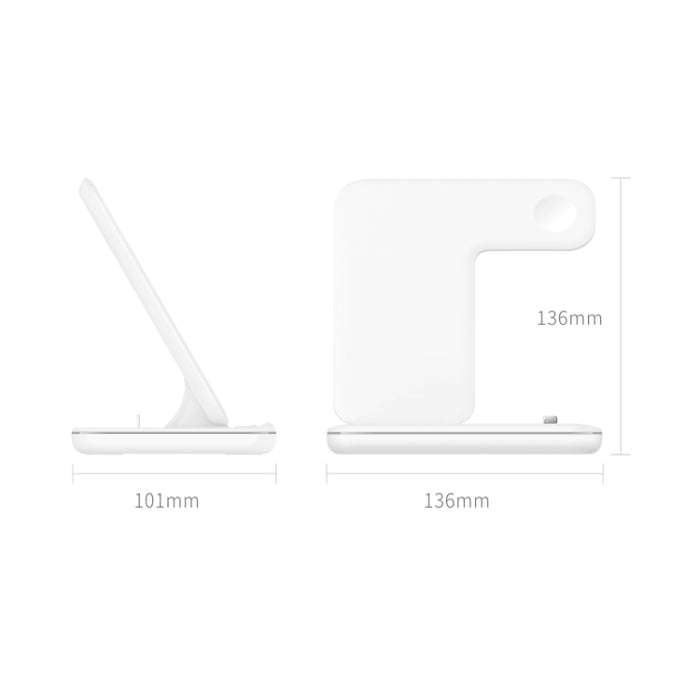 Cargador inalámbrico magnético vertical Z5 QI para teléfonos móviles, relojes Apple y AirPods / Xiaomi Redmi AirDots, con anillo de luz táctil