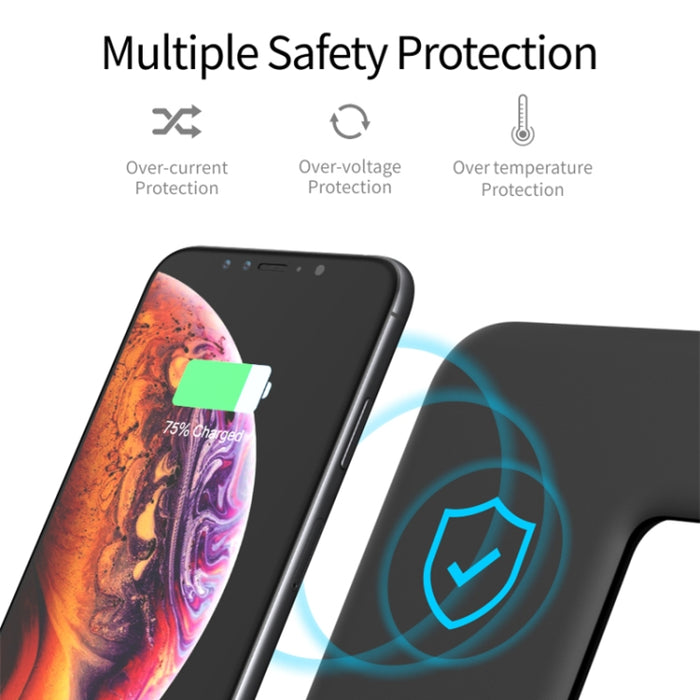 Cargador inalámbrico magnético vertical Z5 QI para teléfonos móviles, relojes Apple y AirPods / Xiaomi Redmi AirDots, con anillo de luz táctil