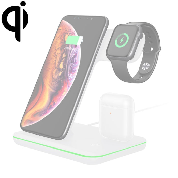 Cargador inalámbrico magnético vertical Z5 QI para teléfonos móviles, relojes Apple y AirPods / Xiaomi Redmi AirDots, con anillo de luz táctil