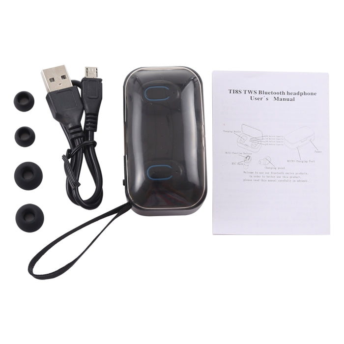 TI8S TWS Deslumbrantes auriculares estéreo inalámbricos Bluetooth 5.0 con estuche de carga