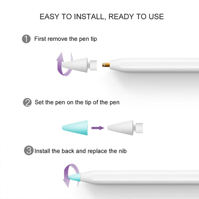 Cubierta de punta antideslizante silenciosa resistente al desgaste de 4 piezas para Apple Pencil 1/2