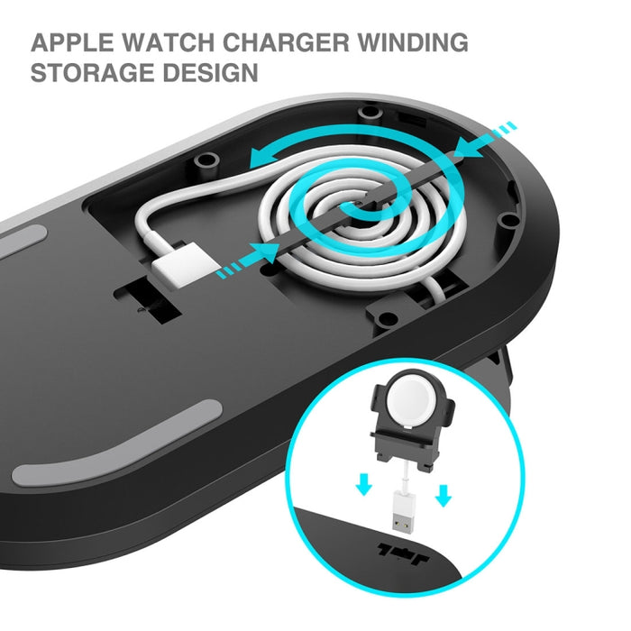 A04 Cargador inalámbrico estándar Qi multifunción 3 en 1 para teléfonos móviles, iWatch y AirPods