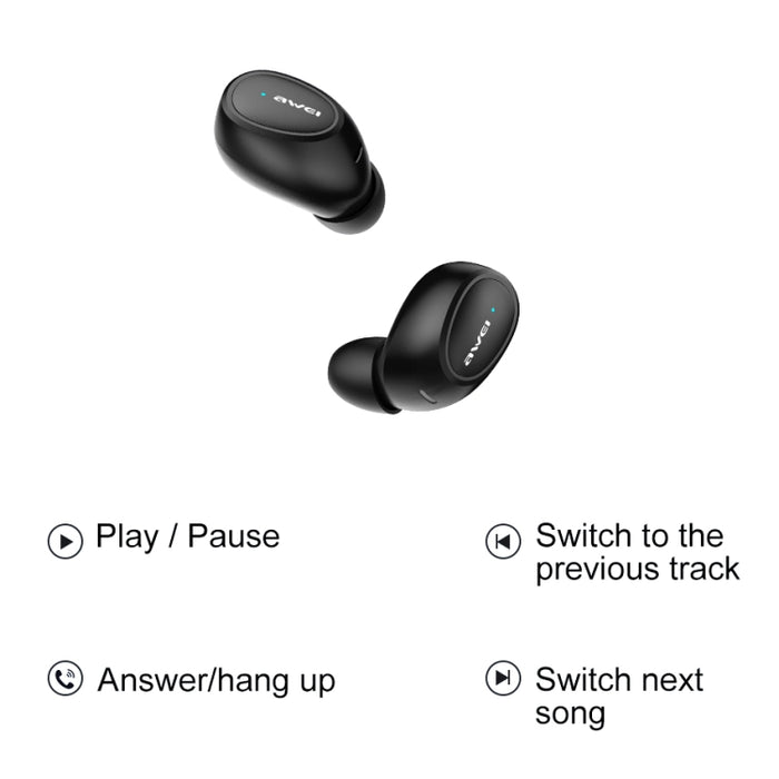 awei T6 TWS Bluetooth V5.0 Ture Auriculares deportivos inalámbricos con estuche de carga