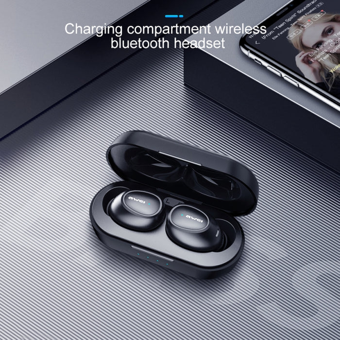 awei T6 TWS Bluetooth V5.0 Ture Auriculares deportivos inalámbricos con estuche de carga