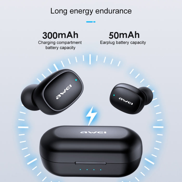 awei T13 TWS Bluetooth V5.0 Ture Auriculares deportivos inalámbricos con estuche de carga