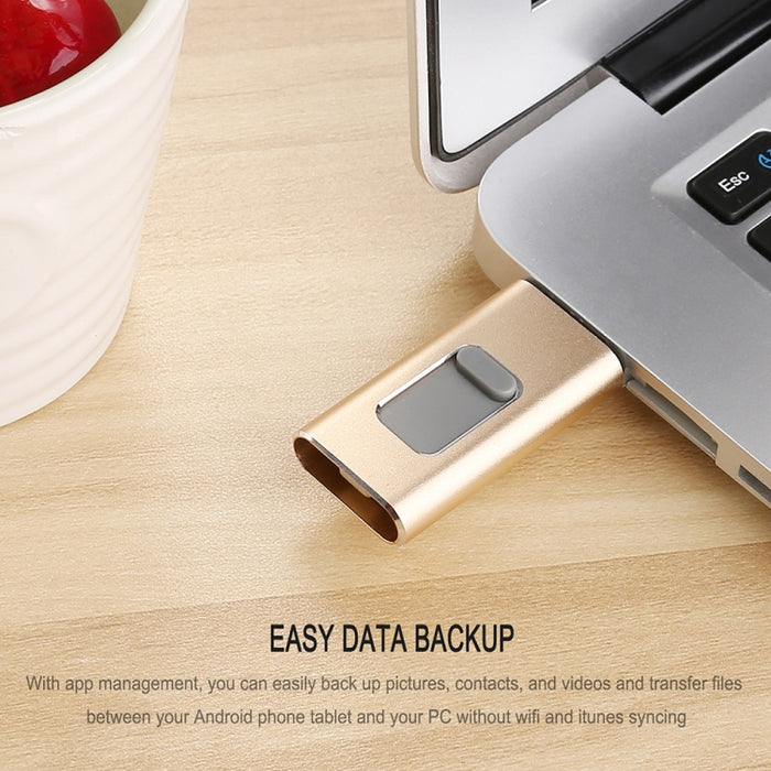 Richwell 3 en 1 32G Type-C + 8 Pin + USB 3.0 Disco flash push-pull de metal con función OTG