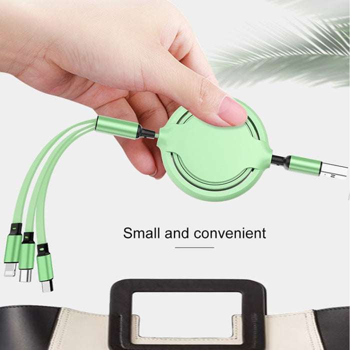 Silicona líquida 3.5A 3 en 1 USB a USB-C / Type-C + 8Pin + Cable de carga de sincronización de datos retráctil micro USB