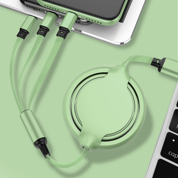 Silicona líquida 3.5A 3 en 1 USB a USB-C / Type-C + 8Pin + Cable de carga de sincronización de datos retráctil micro USB