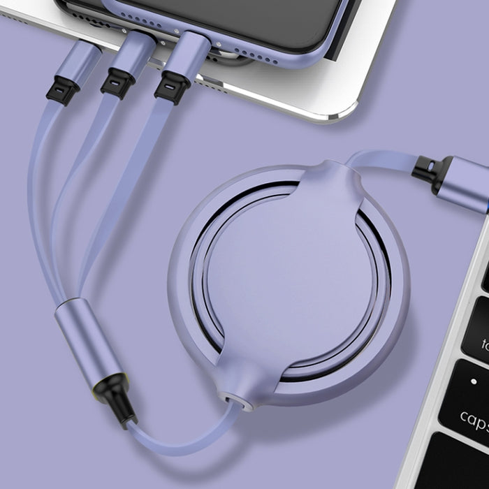 Silicona líquida 3.5A 3 en 1 USB a USB-C / Type-C + 8Pin + Cable de carga de sincronización de datos retráctil micro USB