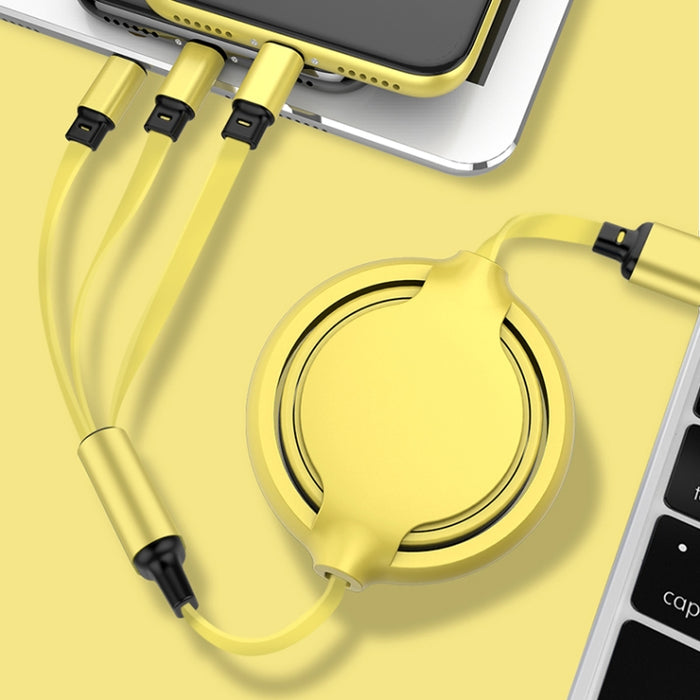 Silicona líquida 3.5A 3 en 1 USB a USB-C / Type-C + 8Pin + Cable de carga de sincronización de datos retráctil micro USB