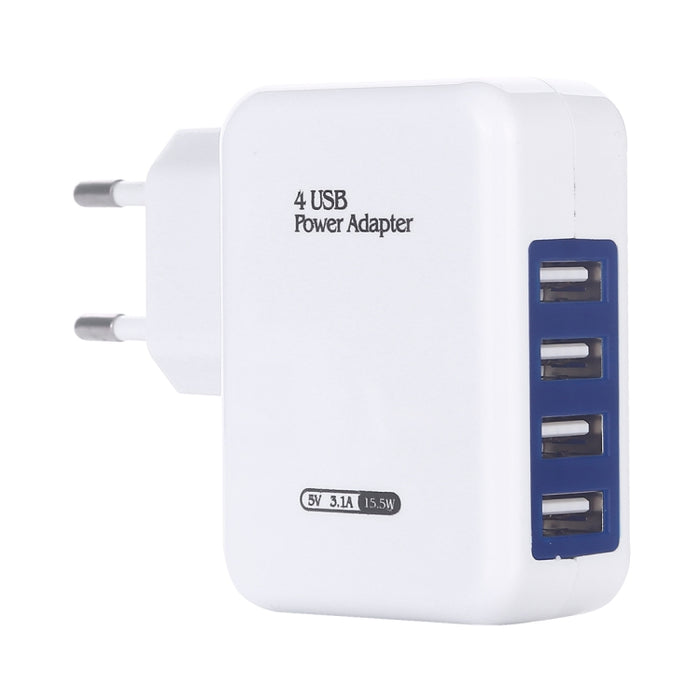 HT-CD03 15.5W 5V 3.1A Cargador de viaje con cargador de pared USB de 4 puertos, enchufe de la UE
