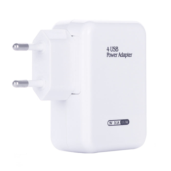 HT-CD03 15.5W 5V 3.1A Cargador de viaje con cargador de pared USB de 4 puertos, enchufe de la UE