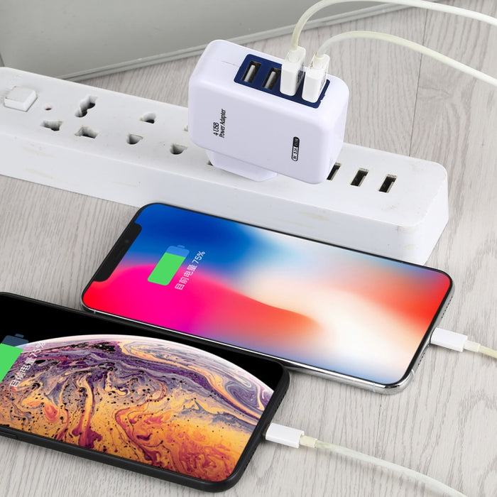 HT-CD03 15.5W 5V 3.1A Cargador de viaje con cargador de pared USB de 4 puertos, enchufe de la UE