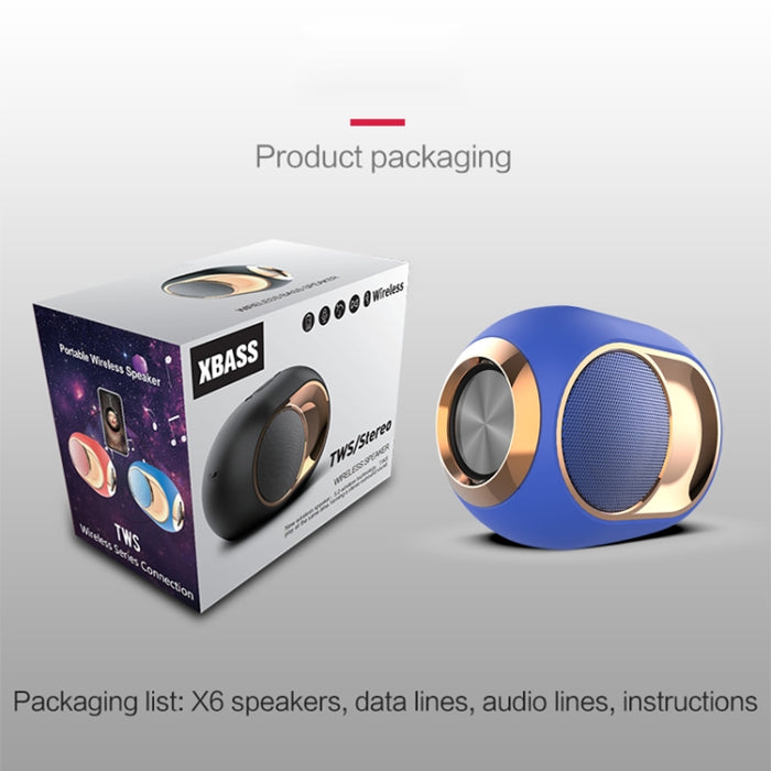 Altavoz Bluetooth inalámbrico bajo impermeable al aire libre X6 TWS 5W, compatible con tarjeta manos libres / USB / AUX / TF