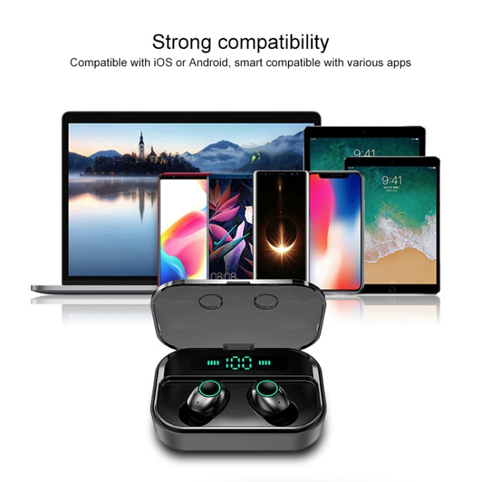 Auriculares Bluetooth estéreo inalámbricos binaurales M7 TWS V5.0 con estuche de carga y pantalla digital
