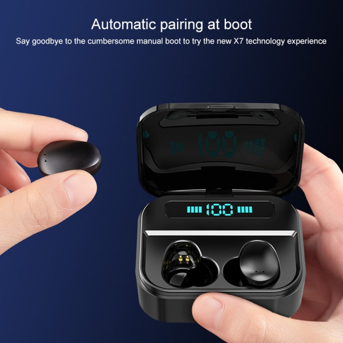 Auriculares Bluetooth estéreo inalámbricos binaurales X7 TWS V5.0 con estuche de carga y pantalla digital