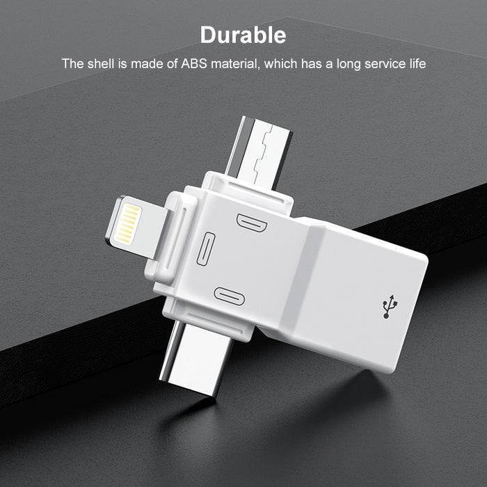 Adaptador USB 2.0 a 8 pines + USB-C / Type-C + Micro USB OTG