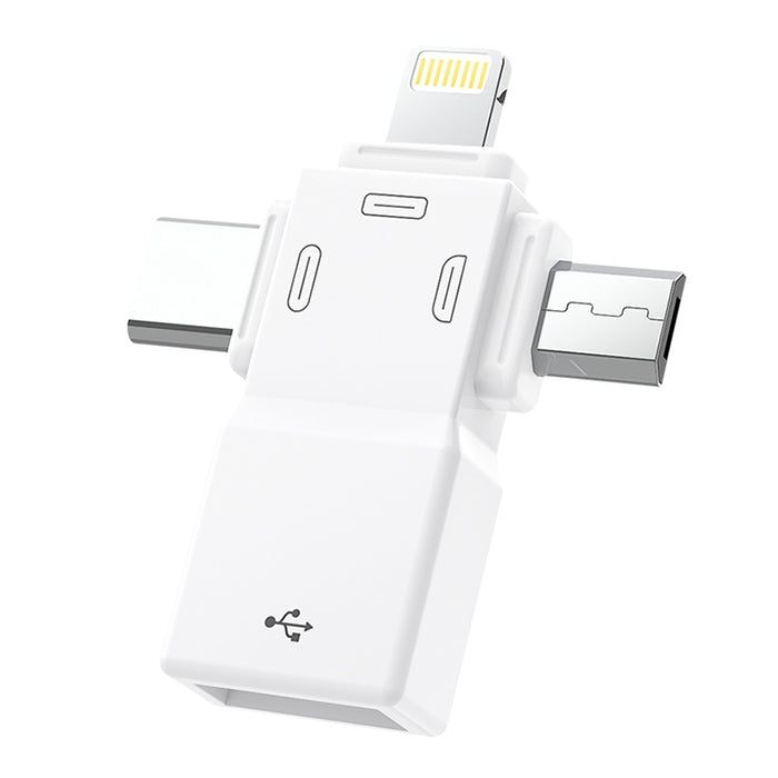 Adaptador USB 2.0 a 8 pines + USB-C / Type-C + Micro USB OTG