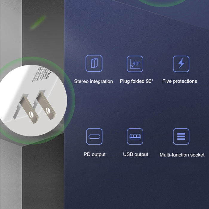 WLX-X3 36W 90 grados Cargador USB multifunción portátil con clavija plegable, enchufe de EE. UU.