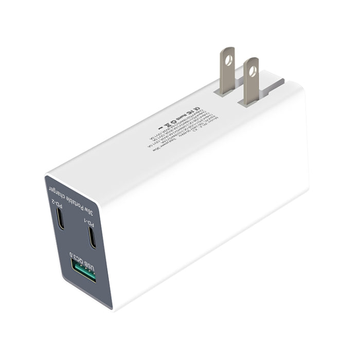 WLX-X3 36W 90 grados Cargador USB multifunción portátil con clavija plegable, enchufe de EE. UU.