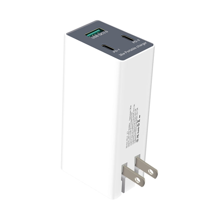 WLX-X3 36W 90 grados Cargador USB multifunción portátil con clavija plegable, enchufe de EE. UU.