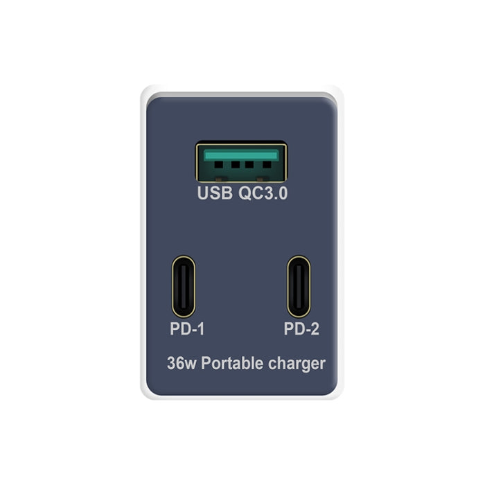 WLX-X3 36W 90 grados Cargador USB multifunción portátil con clavija plegable, enchufe de EE. UU.