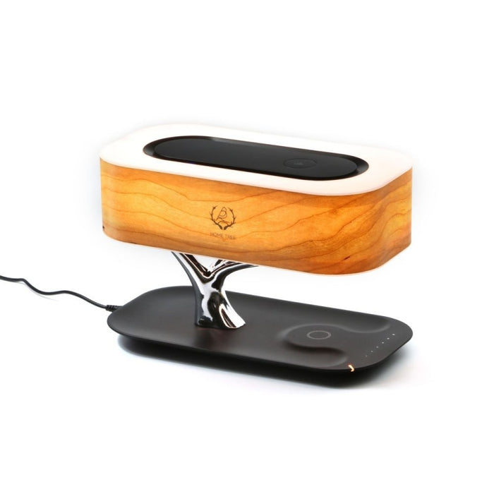 Cargador inalámbrico del teléfono de la lámpara de escritorio del altavoz de Bluetooth de la luz del árbol, enchufe de los E.E.U.U.