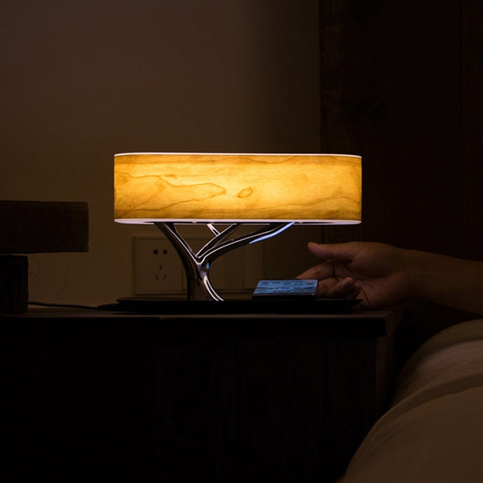 Cargador inalámbrico del teléfono de la lámpara de escritorio del altavoz de Bluetooth de la luz del árbol, enchufe de los E.E.U.U.