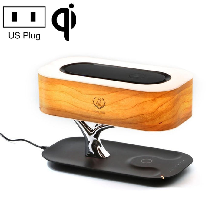 Cargador inalámbrico del teléfono de la lámpara de escritorio del altavoz de Bluetooth de la luz del árbol, enchufe de los E.E.U.U.