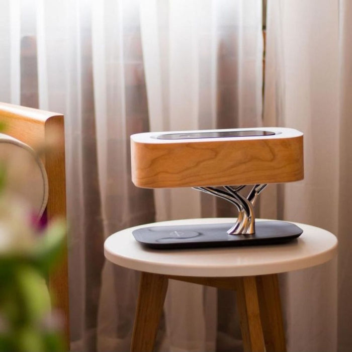 Tree Light Altavoz Bluetooth Lámpara de escritorio Cargador inalámbrico para teléfono, enchufe del Reino Unido