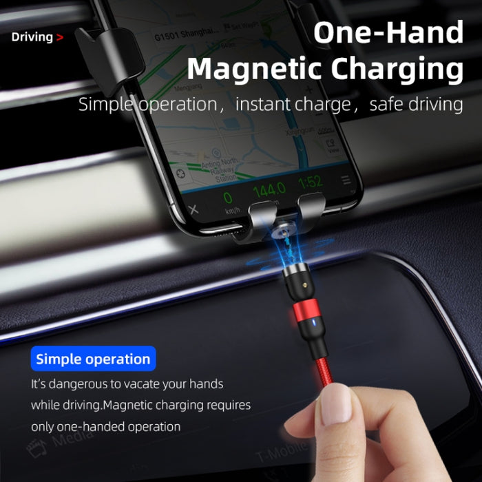 Cable de carga magnético giratorio trenzado de nailon, salida USB de 2m y 2A a 8 pines